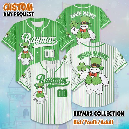 Discover Personalized Baymax St. Patricks Day Baseball Jersey, Disney Big Hero 6 Baymax Jersey, Disneyland Baseball Team Outfit