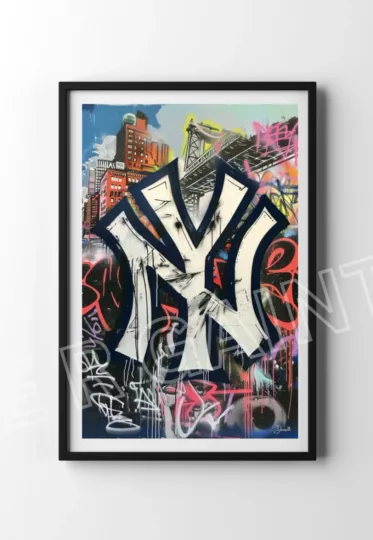 Discover New York Yankeess Poster New York Yankees Logo Print Yankee Memorabilia