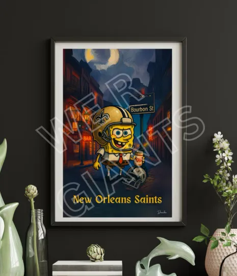 Spongeebob x football- New Orleans Art Print