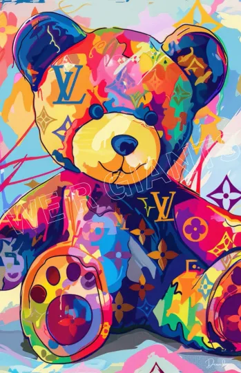 Discover L. VUITTONn TEDDY BEAR PRINT  GIFT FOR KIDS ROOM WALL ART BY DENARDAI