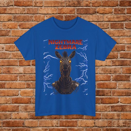 Discover Nightmare Zebra T-Shirt Lightning Horror Animal Graphic Tee