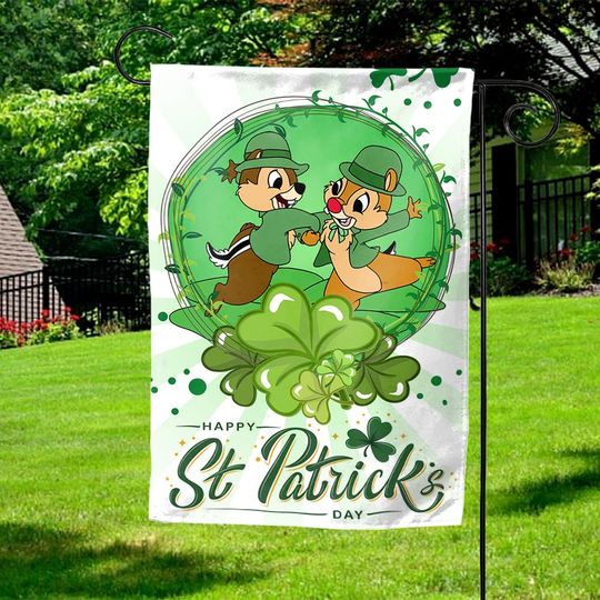 Discover Chip And Dale Happy St Patrick's Day Garden Flag, Double Trouble, Disney Shamrock Decor, Drinking Party Day Flag, Chip And Dale