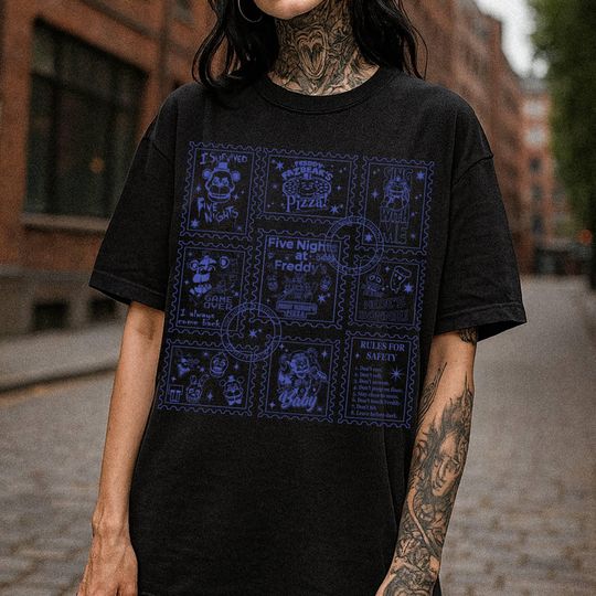 Discover Five Nights at Freddys Vintage Doodle Art Shirt Horror Nights 2025 Stamp Shirt
