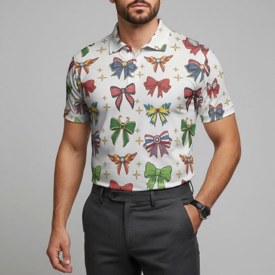 Discover Comic Superhero Bow Polo Shirt for Golf and Casual Wear
