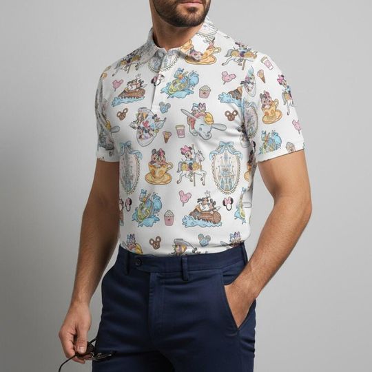 Discover Ready To Ride Mickey Mouse and Friends Polo Shirt, Custom Golf Short Sleeve Shirt, Disney Cruise Polo