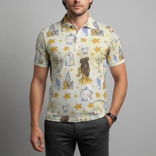 Discover Watercolor Princess Belle Polo Shirt, Custom Golf Lovers Short Sleeve Polo, Disney Cruise Polo Gift