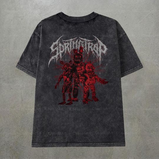 Vintage Springtrap Metal T-Shirt, Five Nights at Freddy's Goth Tee, Retro 90s TShirt