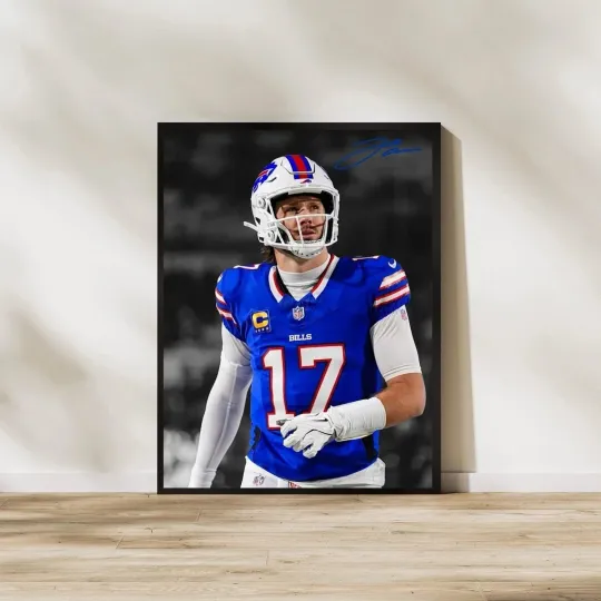 Josh Allen Poster Buffalo Football Wall Art Sports Fan Gift All Sizes