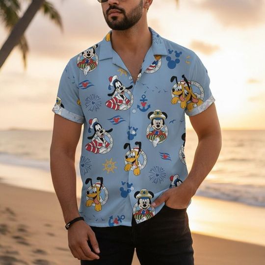 Discover Disney Cruise Mickey and Friends Hawaiian Shirt for Men