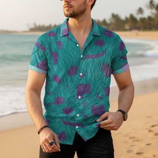Discover Hawaiian Monster Jame Sullivan Sully Monster University Mickey and Friends, Disney Cruise Button Hawaiian Shirt