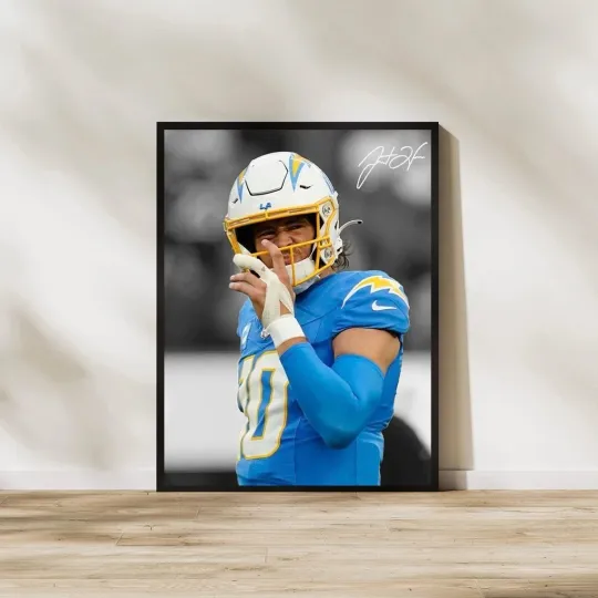 Discover Justin Herbert Poster Los Angeles Football Wall Art All Sizes