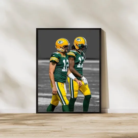 Aaron Rodgers & Davante Adams Poster football Football Sports Wall Art All Sizes
