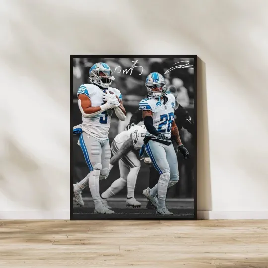 Discover David Montgomery & Jahmyr Gibbs Poster Detroit Wall Art All Sizes