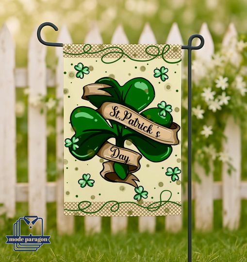 Discover St Patricks Day Garden Flag, Shamrock Irish Four Leaf Clover Outdoor Decor, Welcome Lucky Day Gift, House Banner