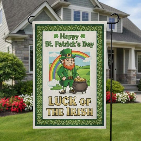 Discover Personalized St. Patrick's Day Garden Flag, Shamrock Welcome Banner