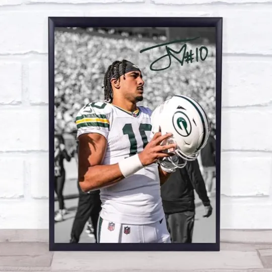 Discover Jordan Love Poster Green Bay Football Wall Art Sports Print All Size