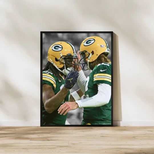 Aaron Rodgers & Davante Adams Poster Green Bay Wall Art All Sizes