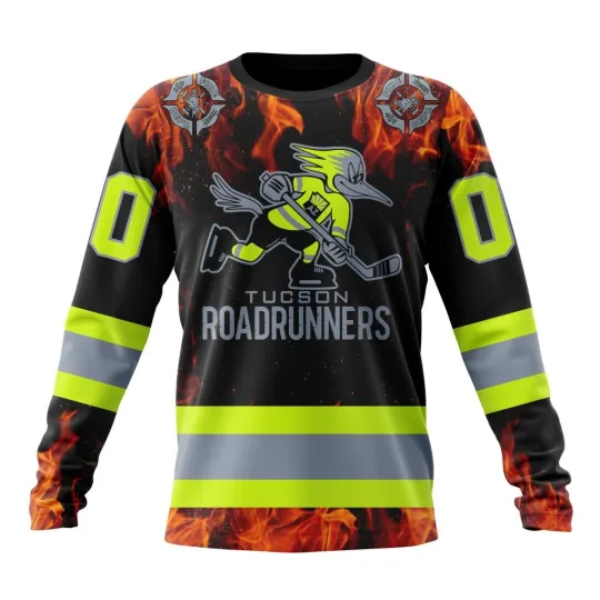Discover Personalized Tucson Roadrunners Men's Hockey Jersey Sweatshirt Honoring Firefighters