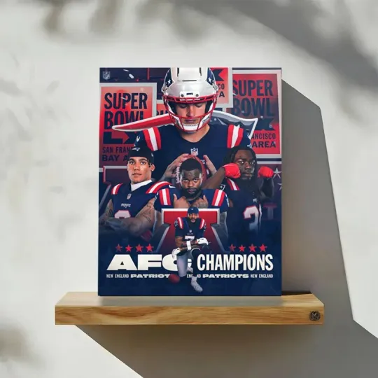Discover Congrats New England Patriots Wins AFC Champions 2025-26 Poster | No Framed