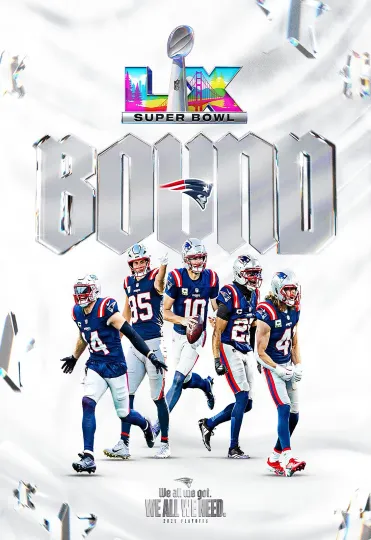 Discover New England Patriots Super Bowl LX Bound Poster Patriots AFC Champions