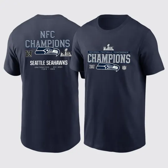 Discover Seattle Seahawks 2025 NFC Champions Football Tshirt
