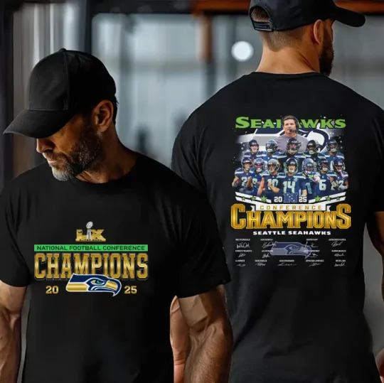 Discover Seattle 2025 NFC Champions Legend T-Shirt, Super Bowl LX Go Hawks Shirt