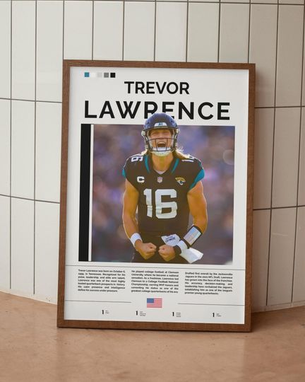 Trevor Lawrence Poster, Jacksonville Jaguars Wall Art, football Print, football Poster