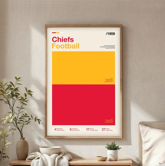 Chiefs football poster | Gifts for Chiefs fans | Modern football artwork