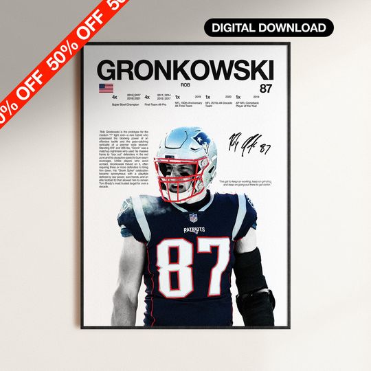 Discover Rob Gronkowski Poster, football Wall Print, Football Digital Download, football Poster Print