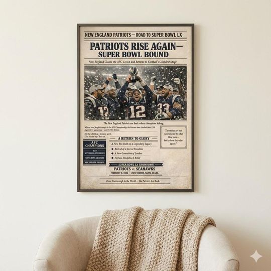 Discover New England Patriots AFC Champions Print | Super Bowl LX Bound