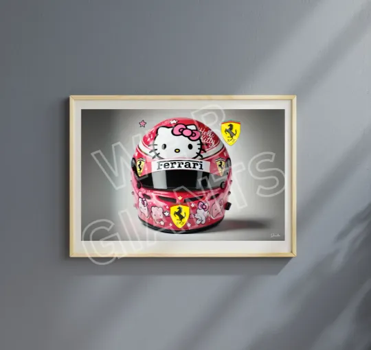 Discover FERRAaRI x Hello Kitttiy Helmet Art Print