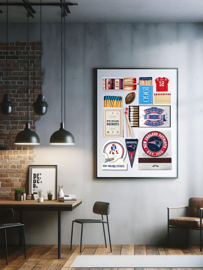 Discover New England Patriots Football Digital Print | Retro Sports Poster | Printable Wall Art