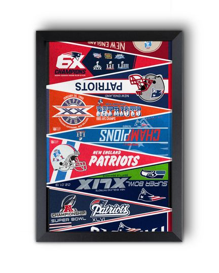 Discover New England Patriots "The Football Dynasty" Vintage to Modern Pennants Collection Print