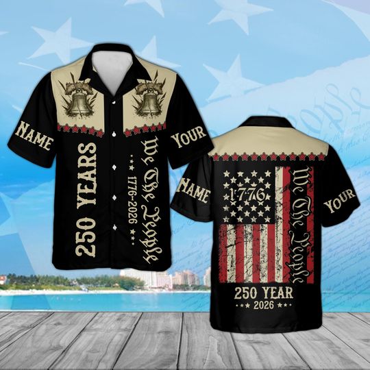 Discover Personalized Name 250th America Anniversary Hawaiian Shirt , Patriotic USA 17762026 Shirt for Men Women, Independence Day Gift