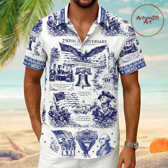 Discover America 250th Anniversary Hawaiian Shirt, Eagle Flag Jersey, Tactical Polo