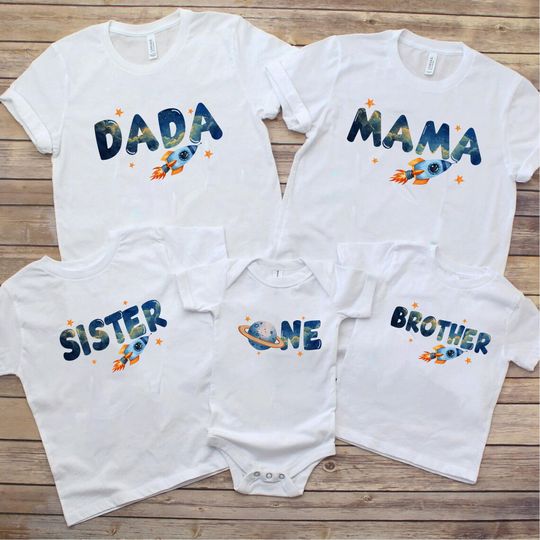 Discover Personalized Space Birthday Family T-Shirt: First Trip Around The Sun