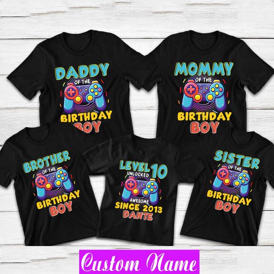 Discover Gamer Family Birthday Shirts: Matching Video Game Tees