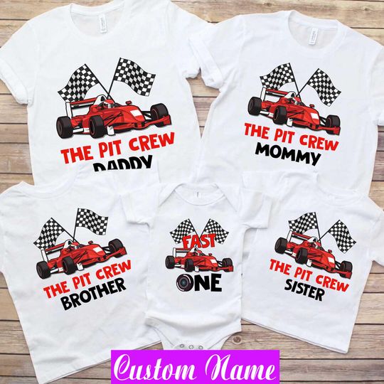 Discover Family Racecar Pit Crew Shirts: Fast One Birthday