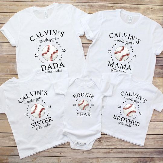 Discover Rookie Year First Birthday Baseball Family Matching Shirts