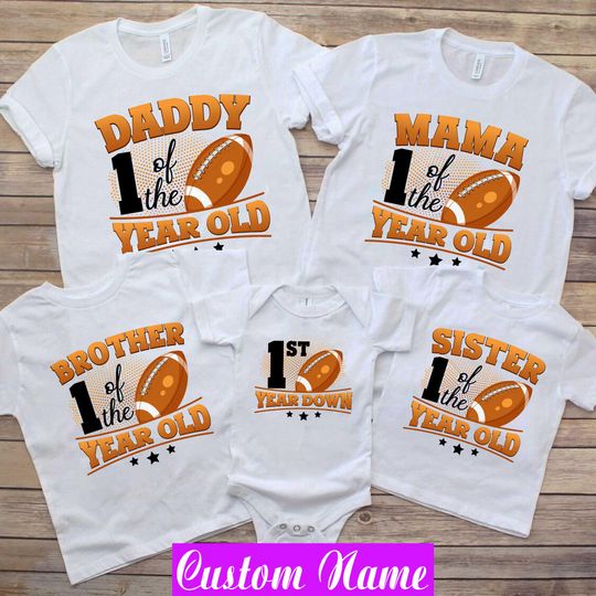 Discover Football 1st Birthday Family Shirts: 1st Year Down Outfit
