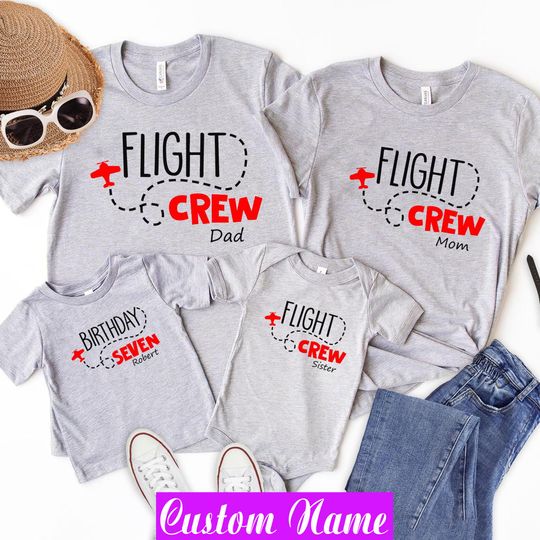 Discover Airplane Birthday Shirt: Custom Family Matching Flight Crew Tee