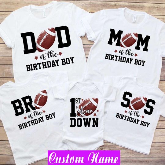 Discover Custom Football Birthday Shirt: Family Matching Party Tee