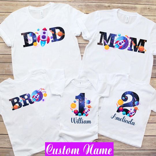 Discover Astronaut Birthday T-Shirts: Family Matching Space Theme
