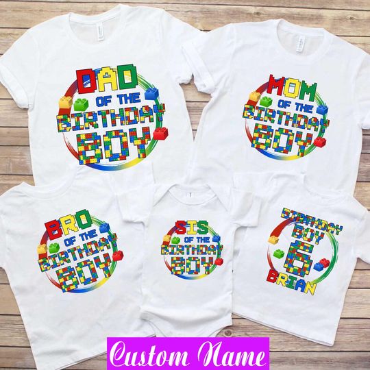 Discover Building Blocks Birthday Shirts: Custom Family Matching Tees