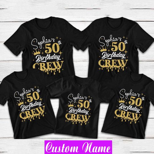 Discover Custom Birthday Queen Crew T-Shirt: Personalized 50th Birthday