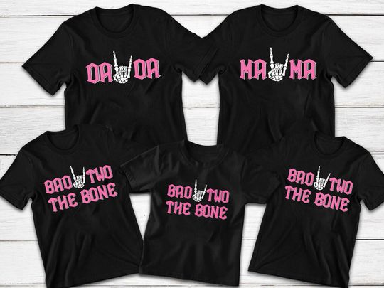 Discover Bad TWO the Bone Birthday T-Shirt: Rock On 2nd Birthday