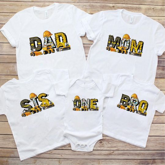 Discover Construction Family Matching Birthday Shirts
