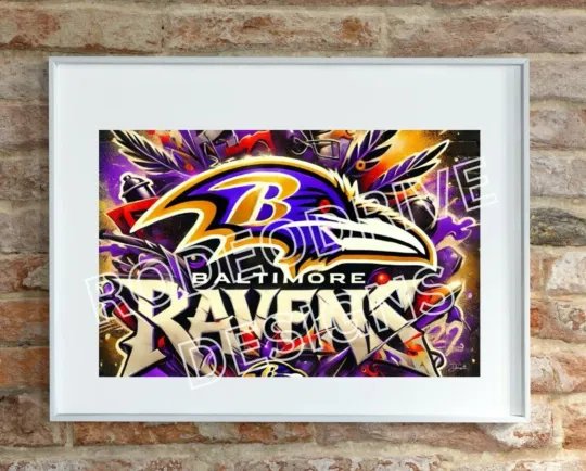 Discover Graffiti Baltimore Helmet Poster - football Vibrant Sports Art Print