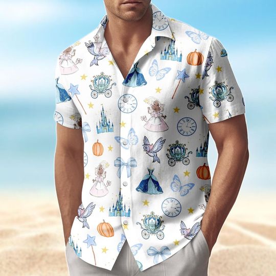 Discover Disney Cinde Hawaiian Shirt, Disney Princess 2026 Button Down Shirt, Disneyworld Vacation Shirt, Summer Shorts, Beach Party Tee