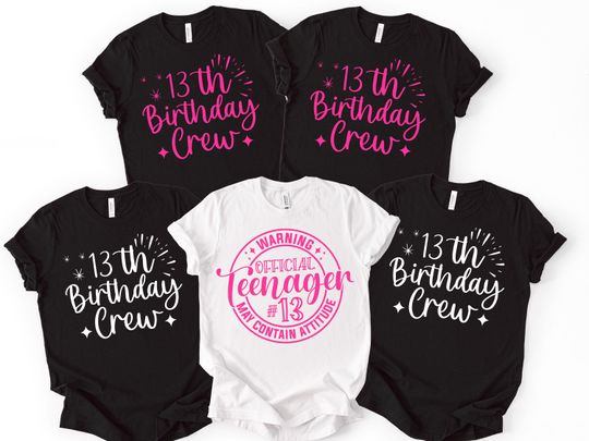 Discover 13th Birthday Crew Shirts, Official Teenager Tee, Matching Party Outfit